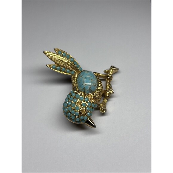 SPHINX BlueBird Brooch Jelly Belly Blue Bird On a Branch Pin READ DESCRIPTION - Picture 2 of 7